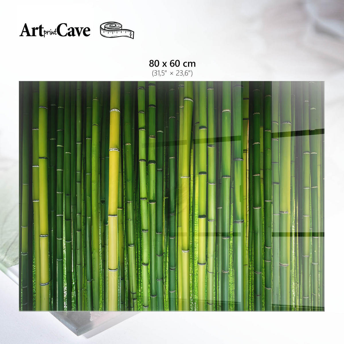 GLASPLATTE 80x60 cm – Grüner Bambus - Türkis, Glas (0.4/80/60cm) - ArtPrintCave