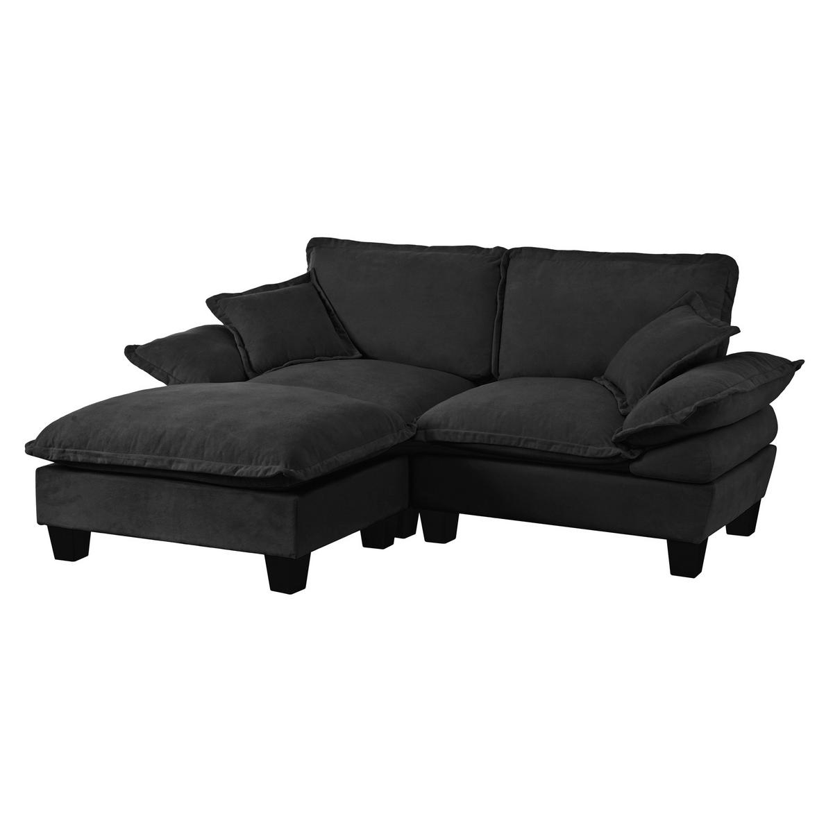 SOFA modular mit Ottomanen 194 x 151 cm Chenille Schwarz - Schwarz, Holzwerkstoff (151/194cm) - Meubliv