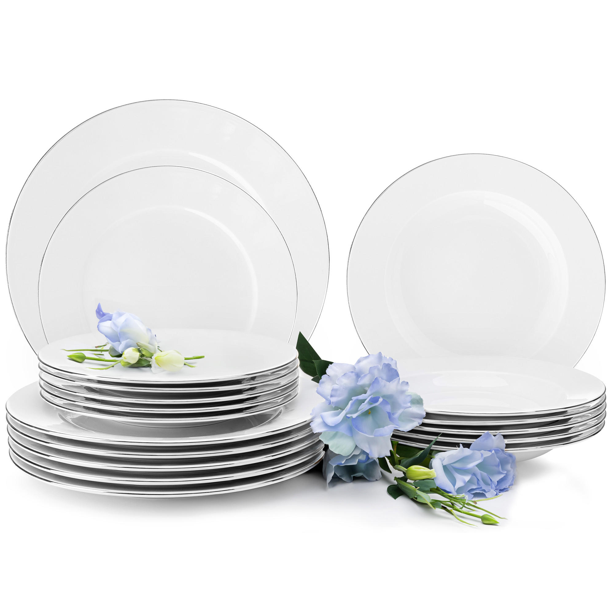TAFELSERVICE MUSCARI 18-tlg 6 Personen - Weiß, Keramik (27/2/27cm) - KONSIMO®
