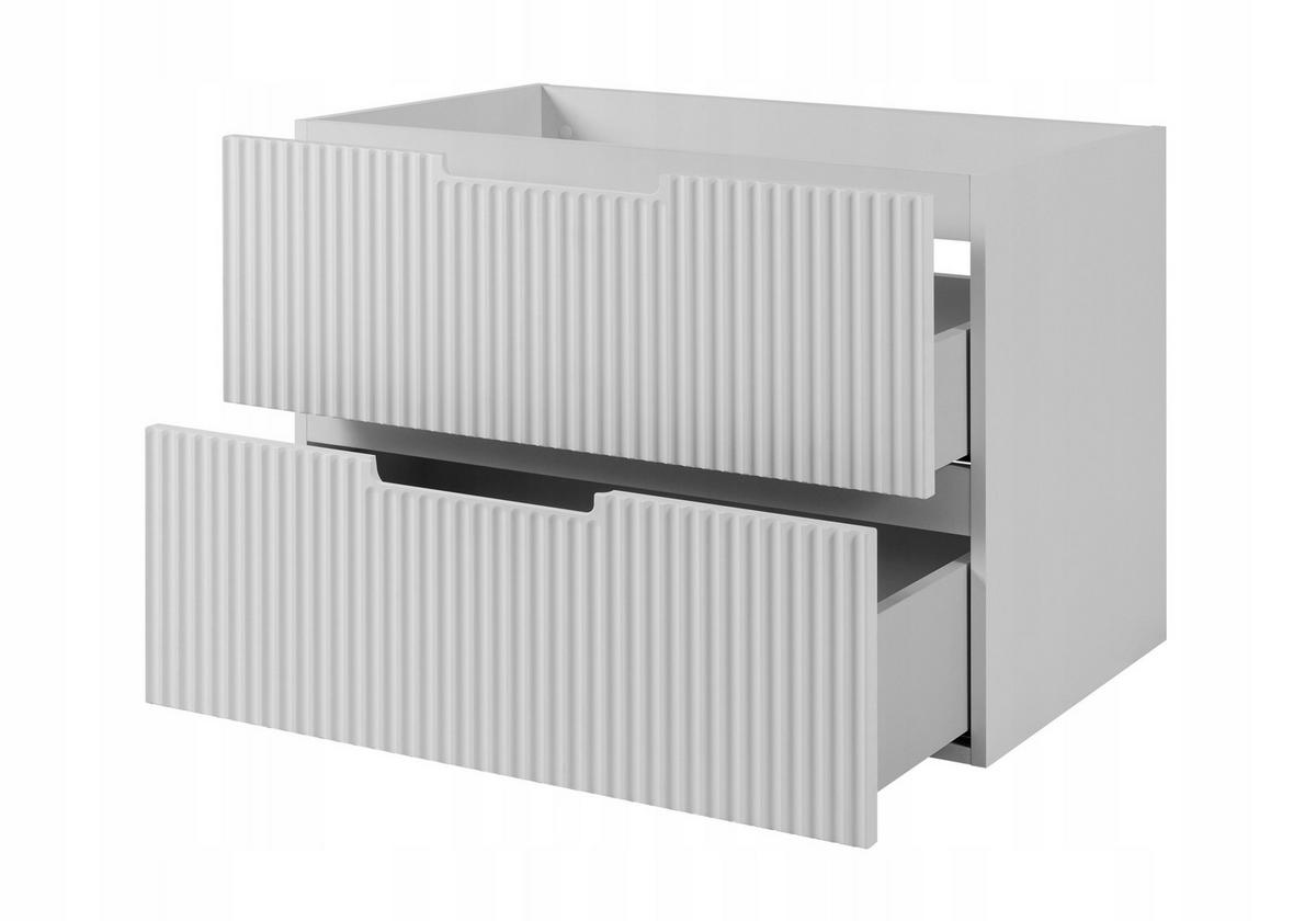 WASCHBECKUNTERSCHRANK VENA 160 cm mit Arbeitsplatte Farbe: Matt schwarz gerillte Vorderseite Matt weiß - Schwarz/Weiß, Holzwerkstoff (160/58/46cm) - Rodan