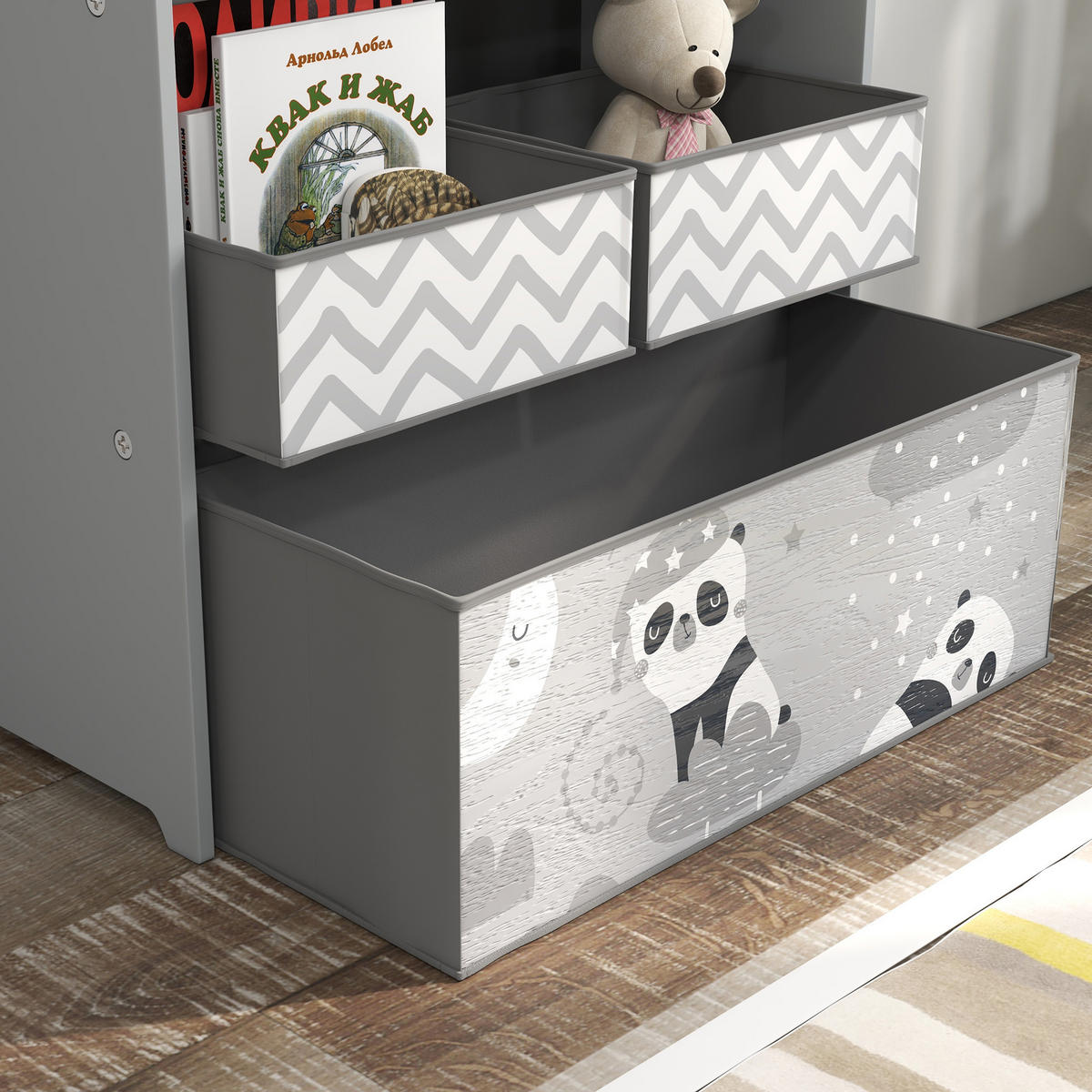 KINDERREGAL DE-17266 6 herausnehmbare Vliesstoffboxen Grau - Grau, Holzwerkstoff (63/66/30cm) - ComfortXL