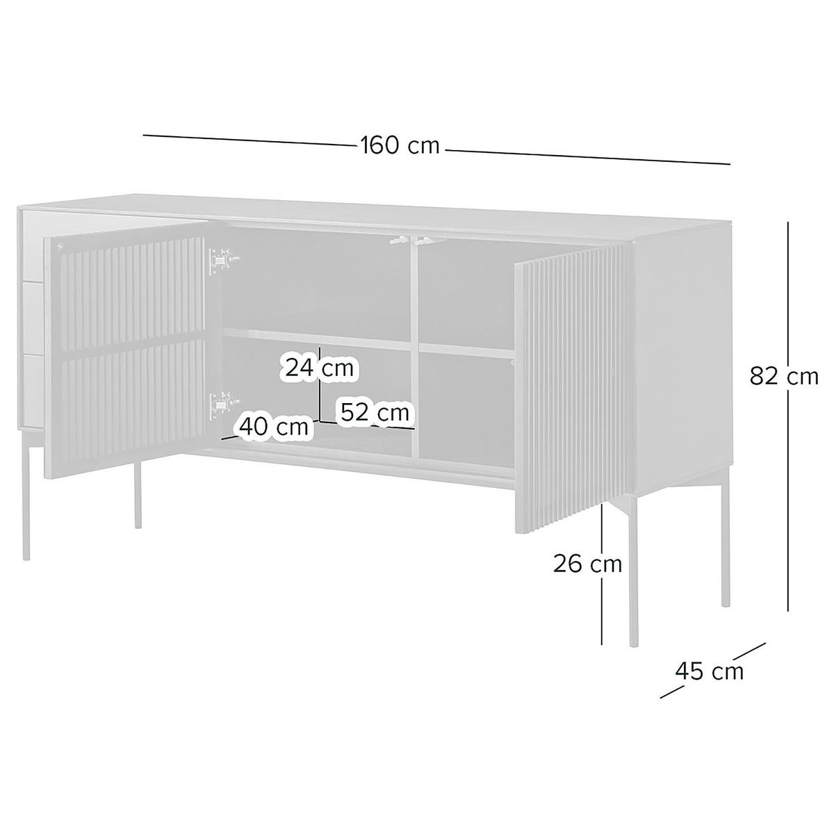 SIDEBOARD - Echtholzfurnier - Eiche Schwarz - Eichefarben/Schwarz, Holz/Holzwerkstoff (160/82/45cm) - home24