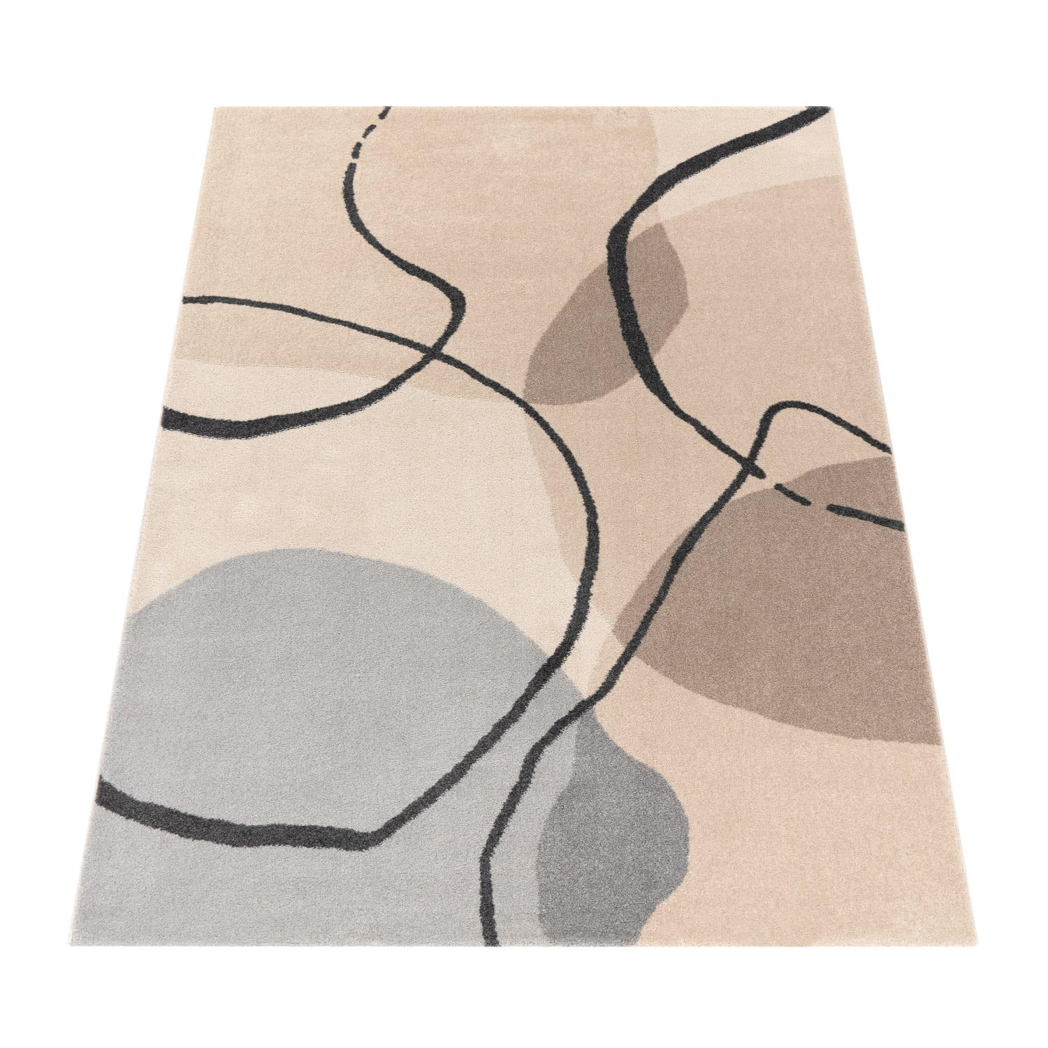 KURZFLORTEPPICH, abstrakt, Florhöhe 12 mm, Creme, 160 x 230 cm - Beige, Textil (160/230cm) - KADIMA DESIGN