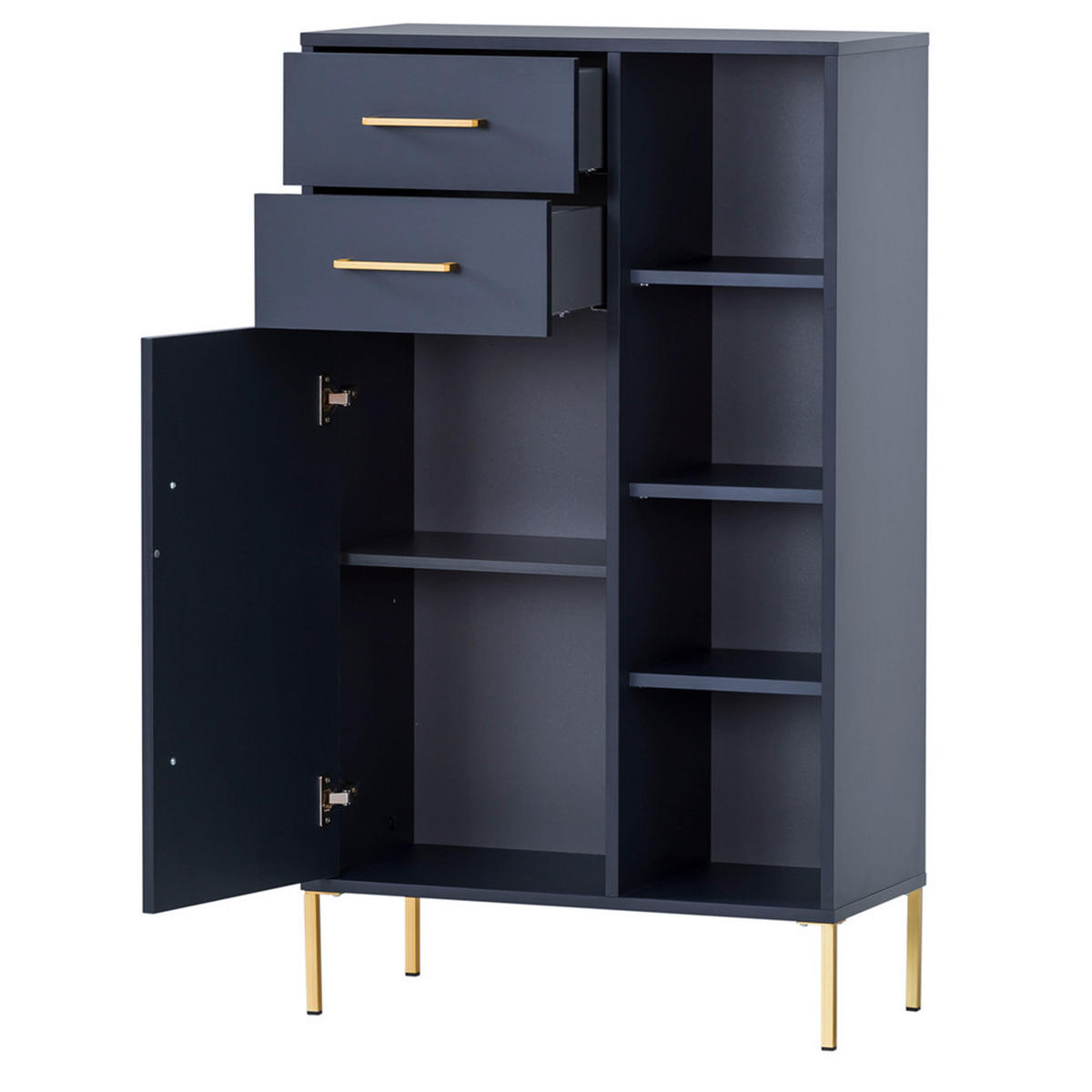 BADMÖBEL-SET 5-TLG. Kella-80 - Blau, Holzwerkstoff (203/200/33cm) - Lomado