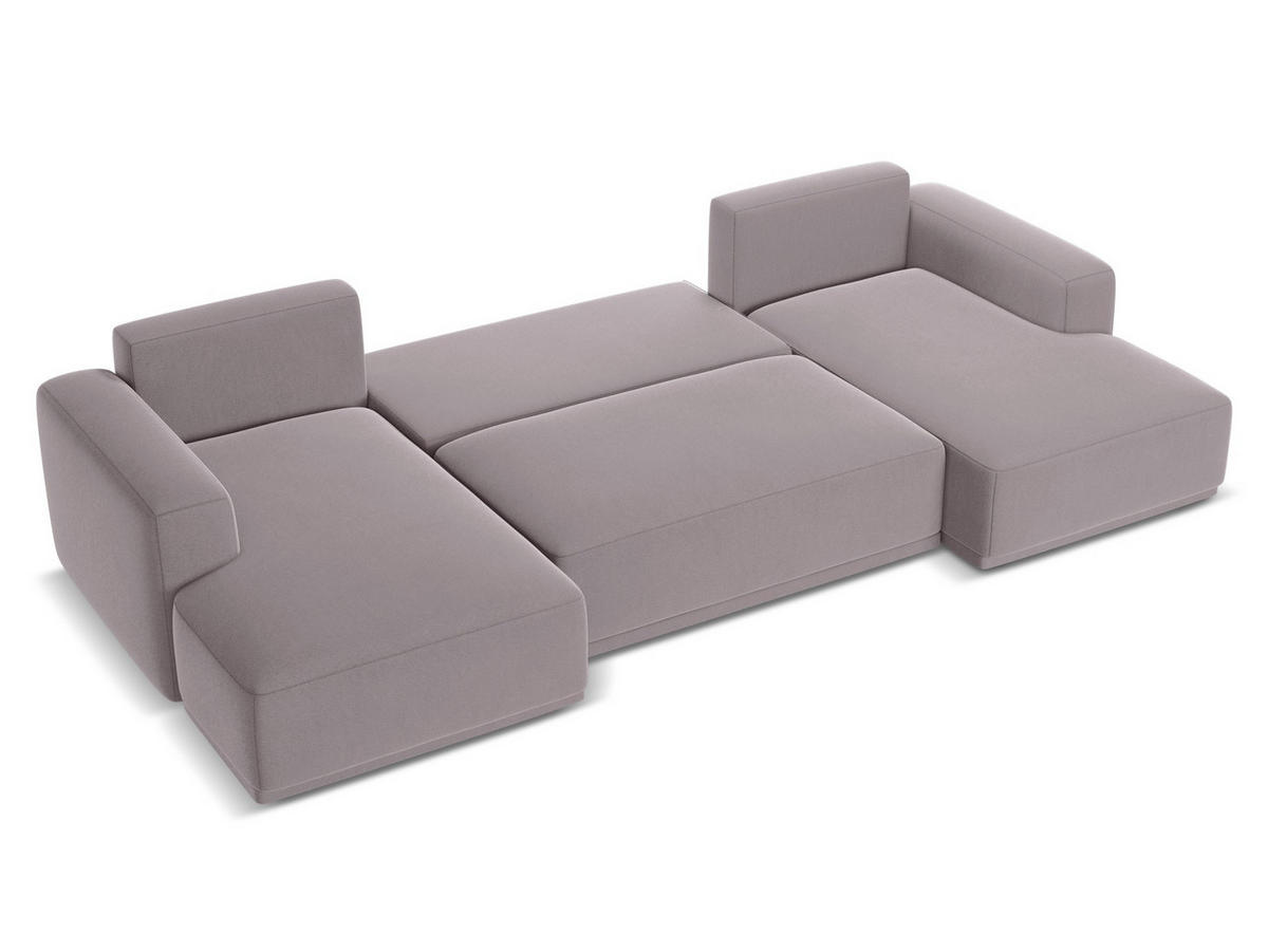 WOHNLANDSCHAFT Samt Stoff Violett - Lila/Flieder, Kunststoff/Textil (333/91/160cm) - Makamii