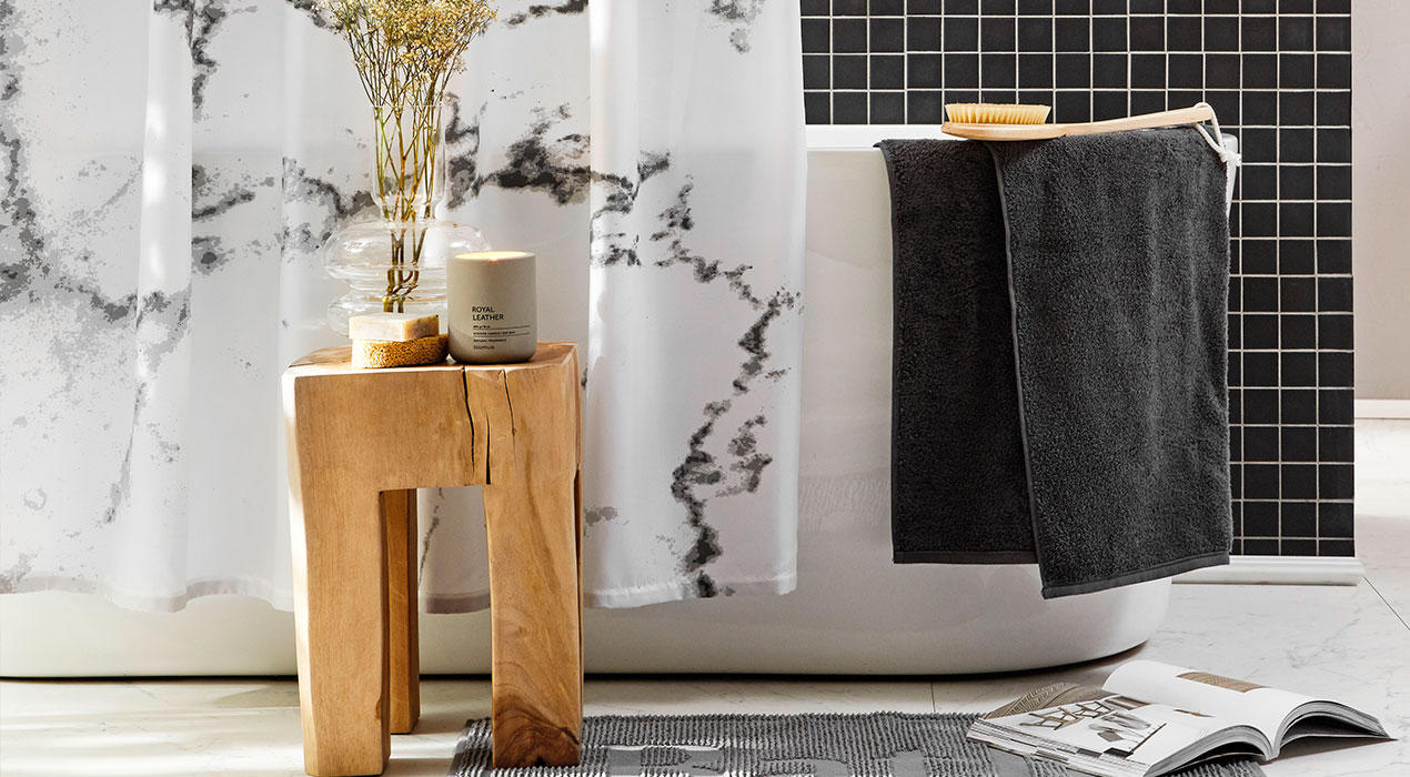 Duschvorhang schwarz weiß