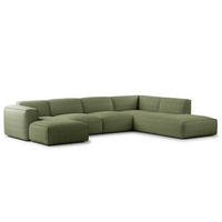 WOHNLANDSCHAFT mit Longchair - Schwarz/Grün, Textil (325/71/235cm) - home24