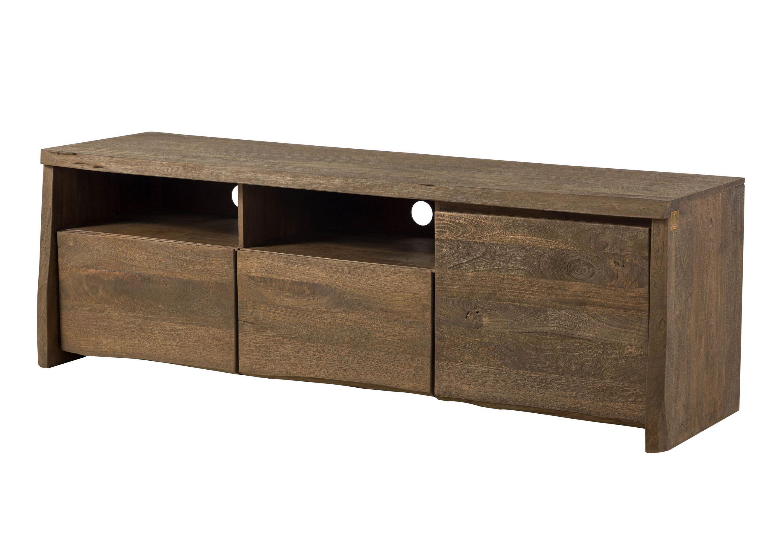 TV-BOARD Mango 178x48x58 braun geölt / sandgestrahlt PURE MANGO #123 - Braun, Holz (48/58/178cm) - Massivmoebel24