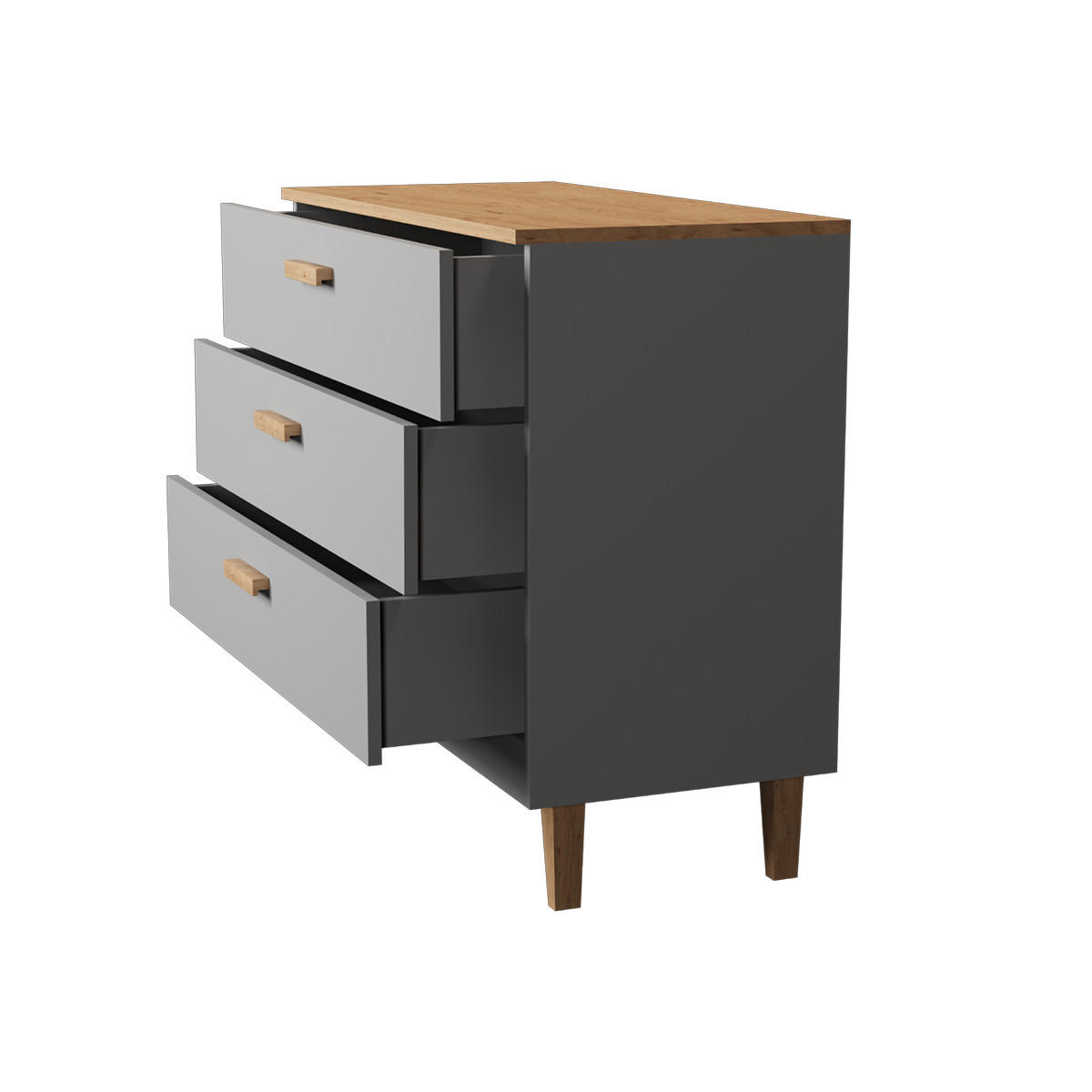 DJEČJA KOMODA Denver Sivi - siva, drvni materijal (47/90/100cm) - Petits-meubles