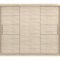 SCHWEBETÜRENSCHRANK ALBA ohne Spiegel Sonoma Eiche, mit LED Beleuchtung 250 cm - Sonoma Eiche, Holz (250/218/61cm) - imoebel24