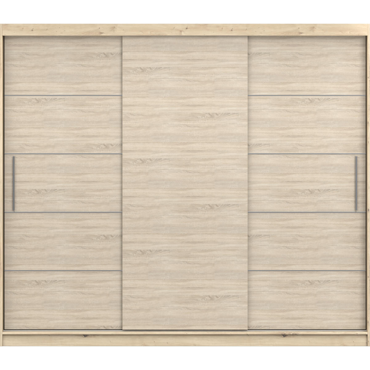 SCHWEBETÜRENSCHRANK ALBA ohne Spiegel Sonoma Eiche, mit LED Beleuchtung 250 cm - Sonoma Eiche, Holz (250/218/61cm) - imoebel24