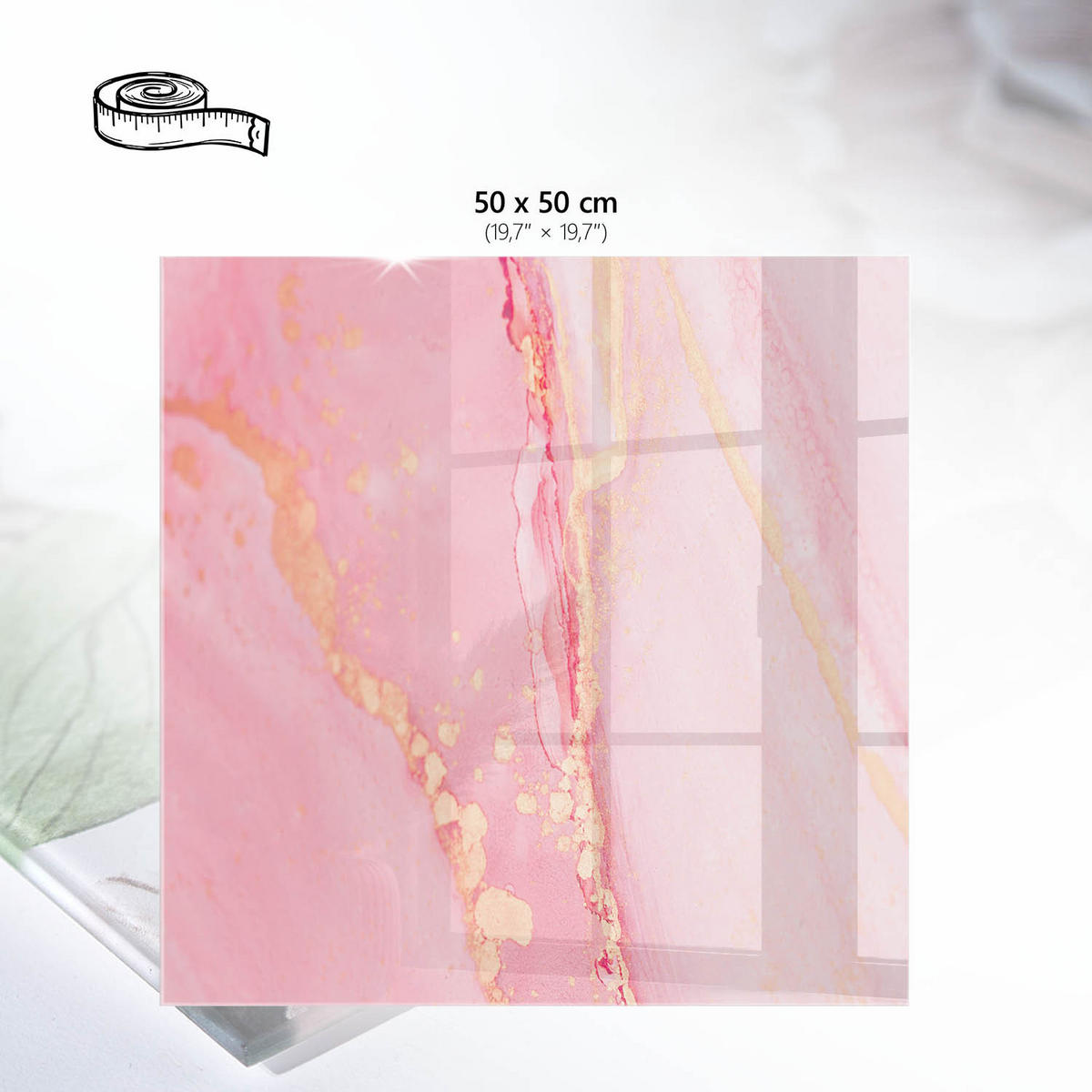 TISCHPLATTE 50x50 cm – Rosa Abstraktion - Beige, Glas (0.4/50/50cm) - Wallfluent