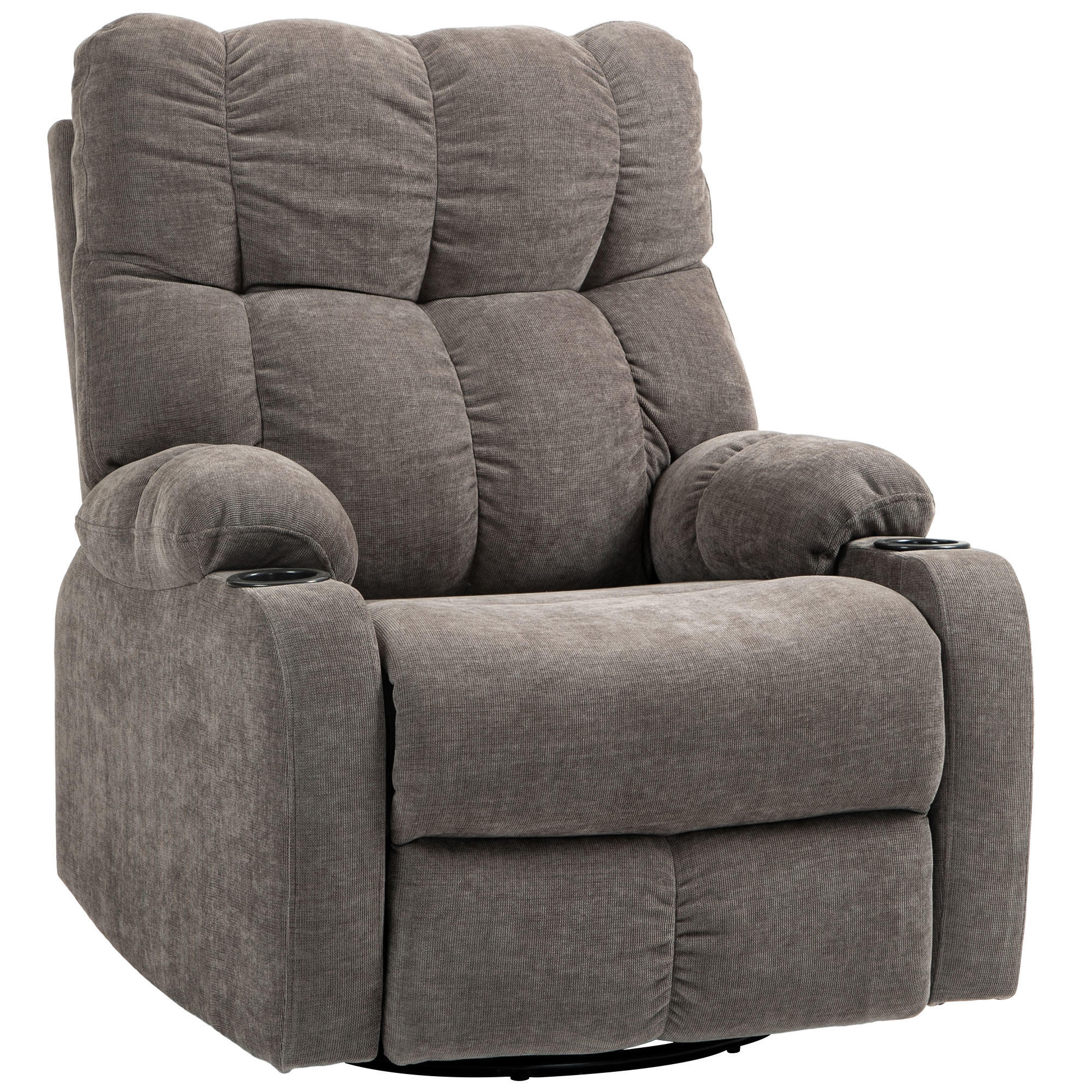 RELAXSESSEL Drehbar Fernsehsessel mit Liegefunktion, Schaukelfunktion Hellbraun - Hellbraun/Schwarz, Textil (96/108/88cm) - HOMCOM