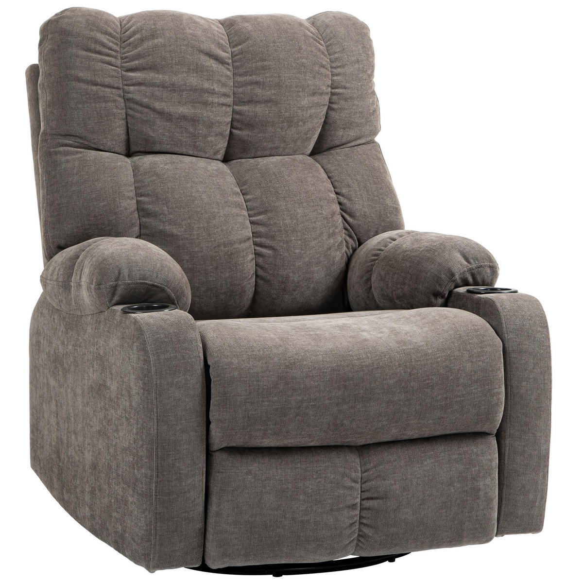 RELAXSESSEL Drehbar Fernsehsessel mit Liegefunktion, Schaukelfunktion Hellbraun - Hellbraun/Schwarz, Textil (96/108/88cm) - HOMCOM