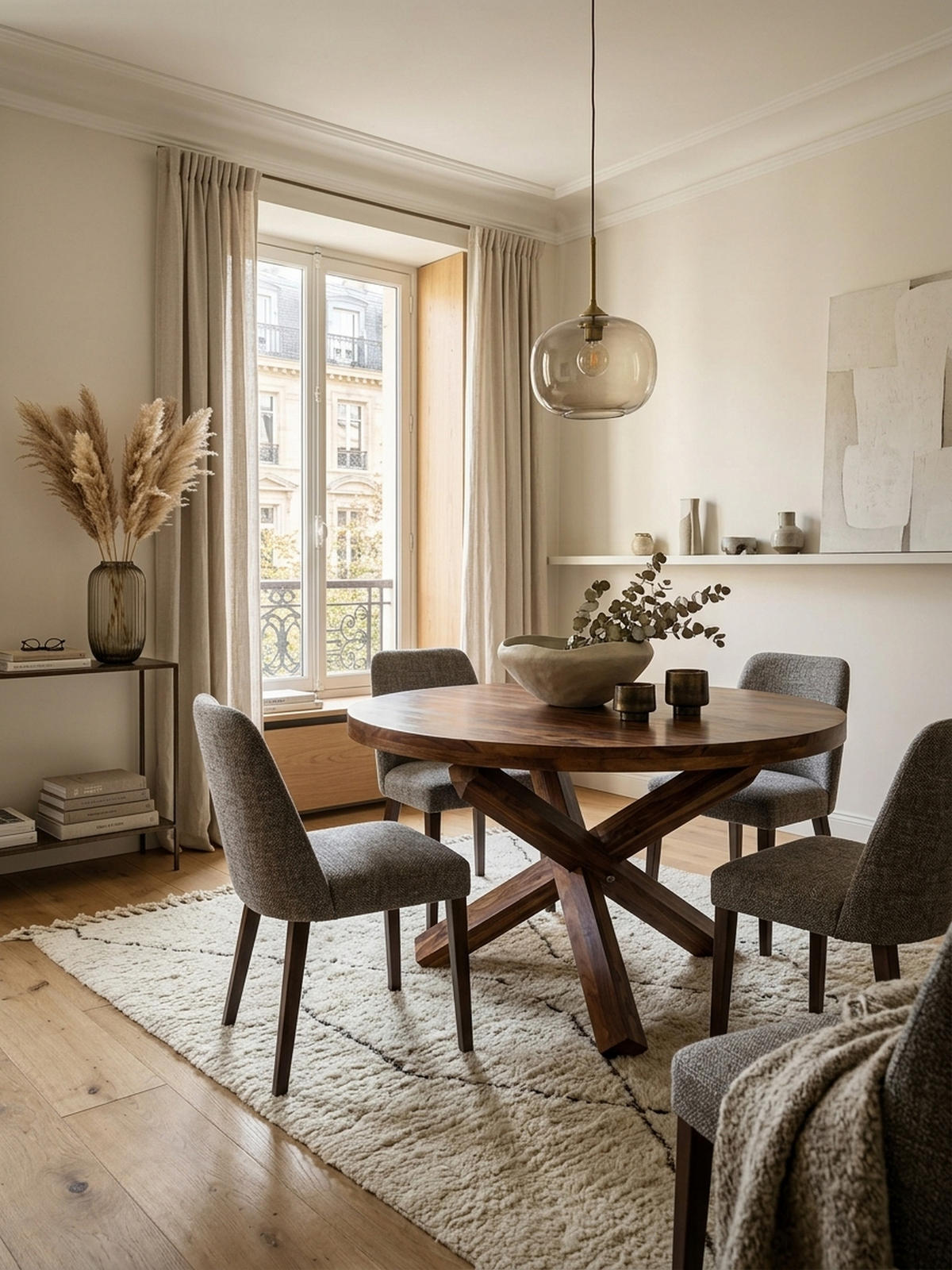 ESSTISCH Massivholz Rund Kreuzbeine Handgefertigt TEKO, Braun 120x120x75 cm - Braun, Holz (120/120/75cm) - KADIMA DESIGN