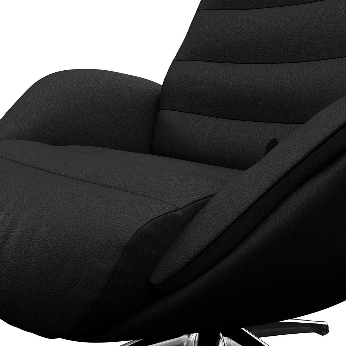 RELAXSESSEL - Chromfarben/Schwarz, Leder/Metall (90/107/90cm) - home24