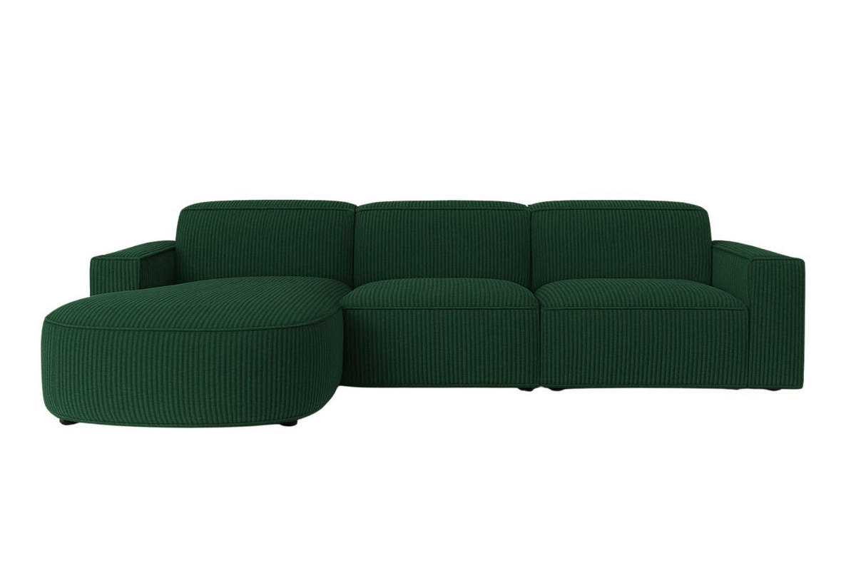 ECKSOFA Cursal Round L-Form, Stoff Poso, Grün, Links - Grün, Holz (284/166cm) - Kaiser Möbel