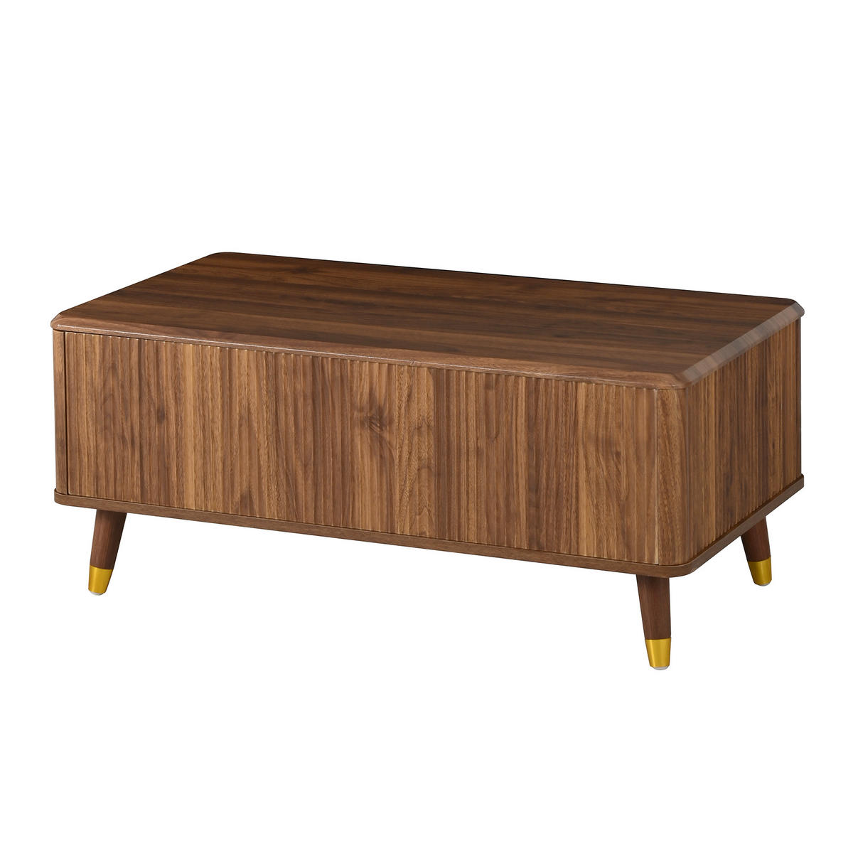 COUCHTISCH Retro Walnuss höhenverstellbar Wellen modern - Walnussfarben, Holzwerkstoff (97/52/56.5cm) - FLIEKS