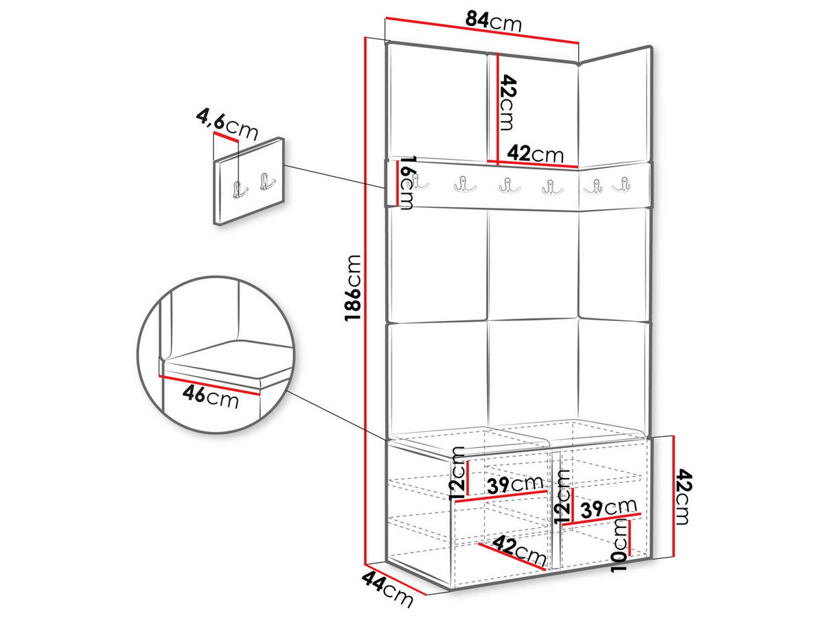 GARDEROBEN-SET Orion I - Hellgrau/Eiche Artisan, Holzwerkstoff/Kunststoff (84/186/46cm) - MIRJAN24