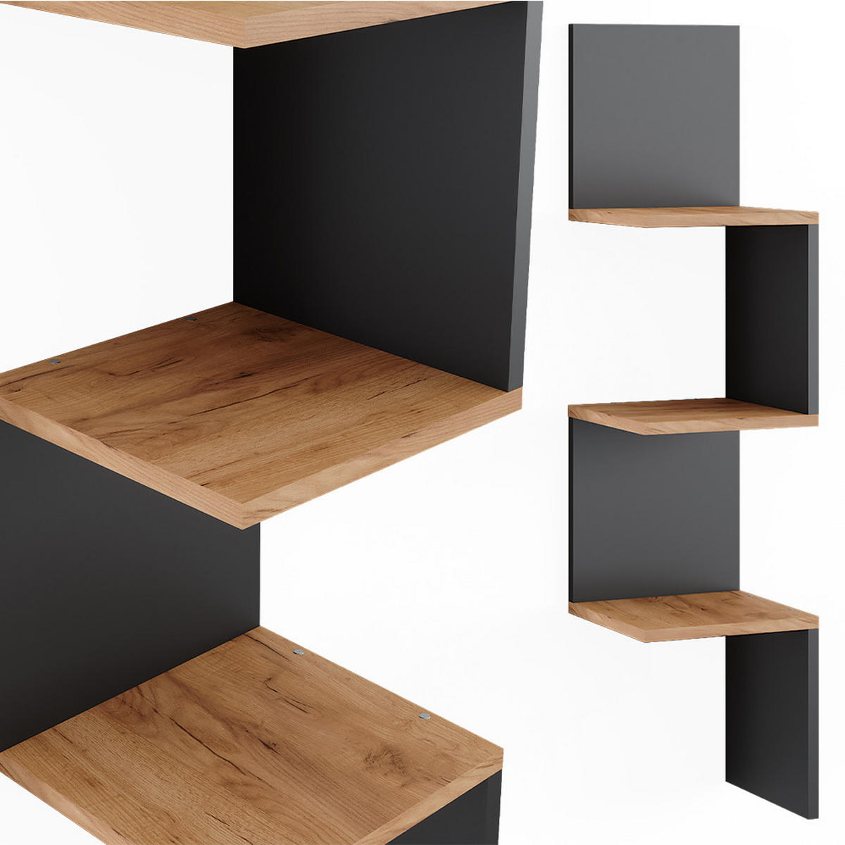 ECKREGAL Paolo Anthrazit 28 x 116.4 cm 2er Set - Anthrazit/Eiche Wotan, Holzwerkstoff (28/116.4/28cm) - Vicco
