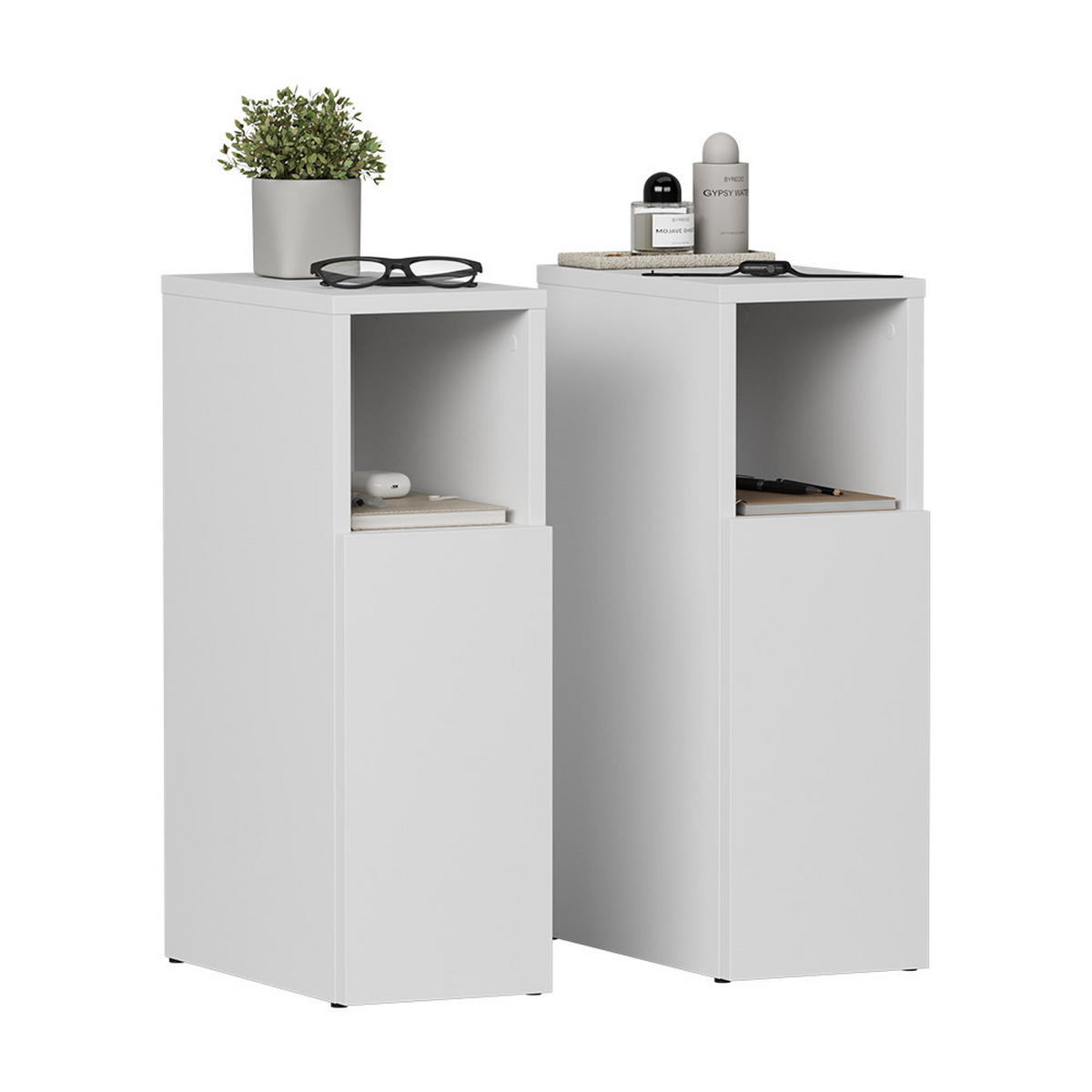 NACHTTISCH Enton Weiß 2er set - Weiß, Holzwerkstoff (20/59.5/35cm) - Vicco