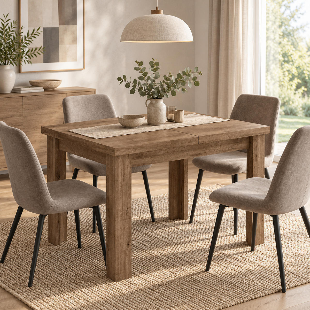 ESSTISCH ausziehbar 120-160 x 80 x 75,5 cm Eiche Lefkas - Eichefarben, Holzwerkstoff (80/120/75.5cm) - Koseto