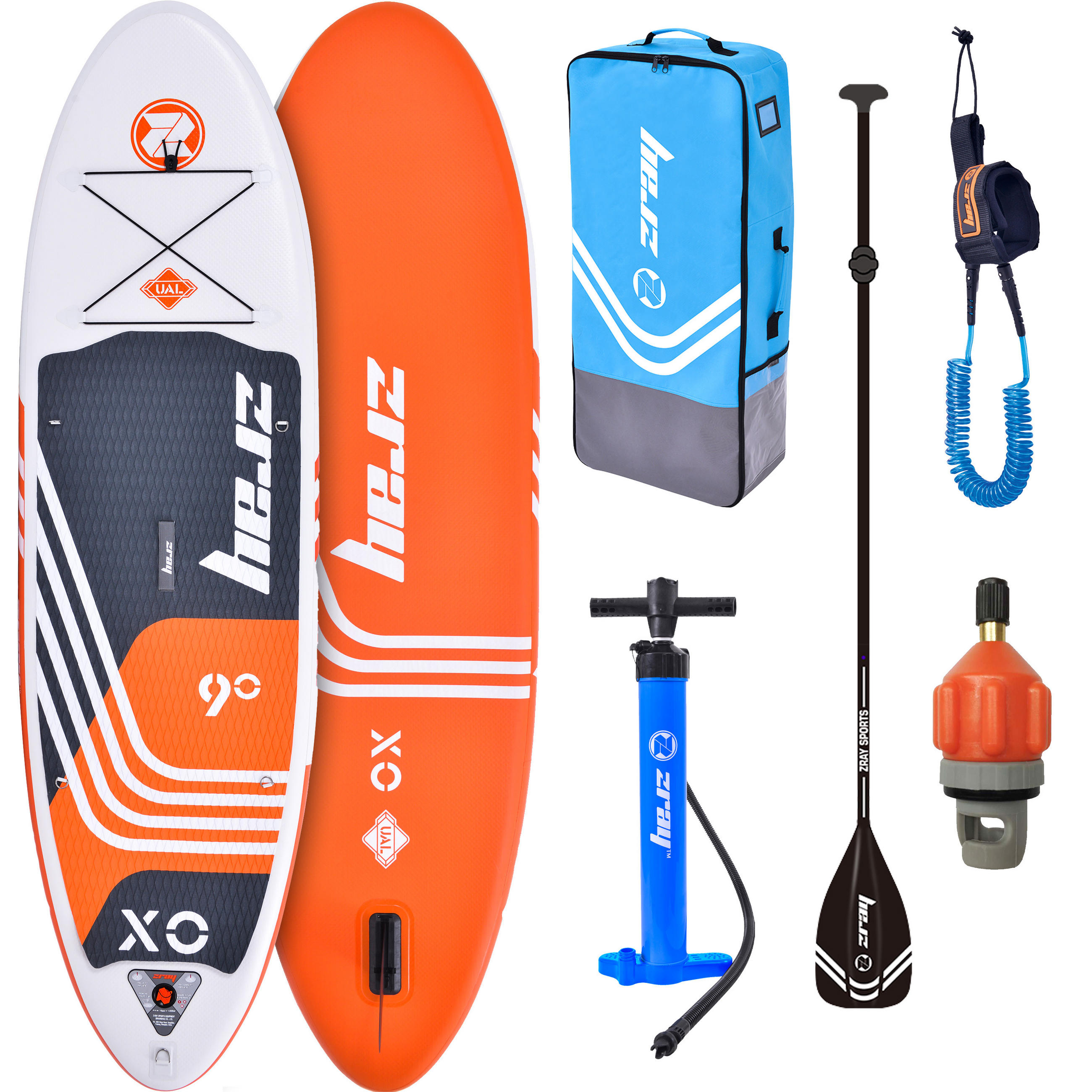 STAND-UP-PADDLE-BOARD X0 SUP Komplettset 275 x 76 x 13 cm mit viel Zubehör - Orange, Kunststoff (275/76/13cm) - Zray