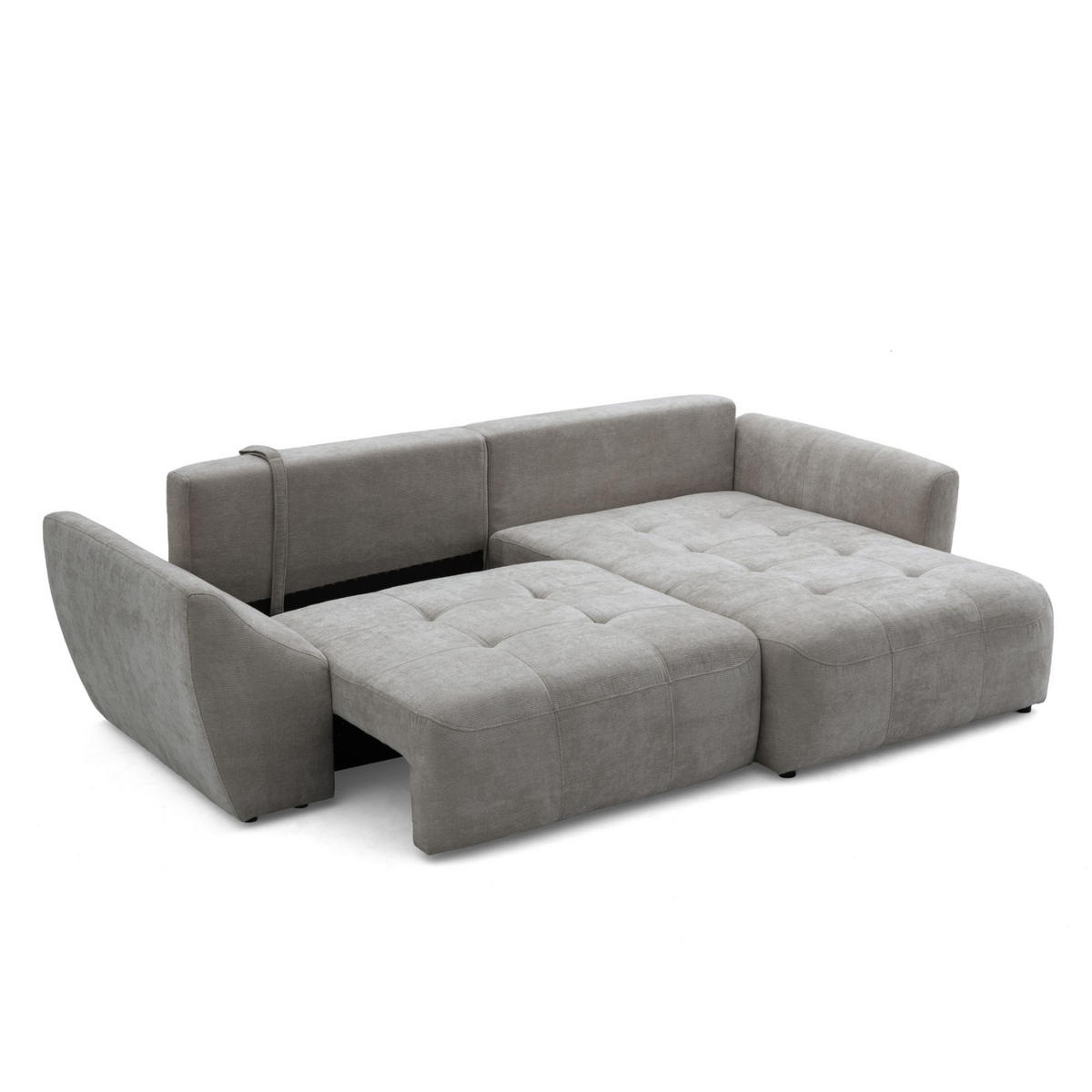 ECKSOFA NICE L Rechts mit Schlaffunktion 137x204 Chenille Grau - Schwarz/Grau, Holz/Textil (165/260cm) - Muffo