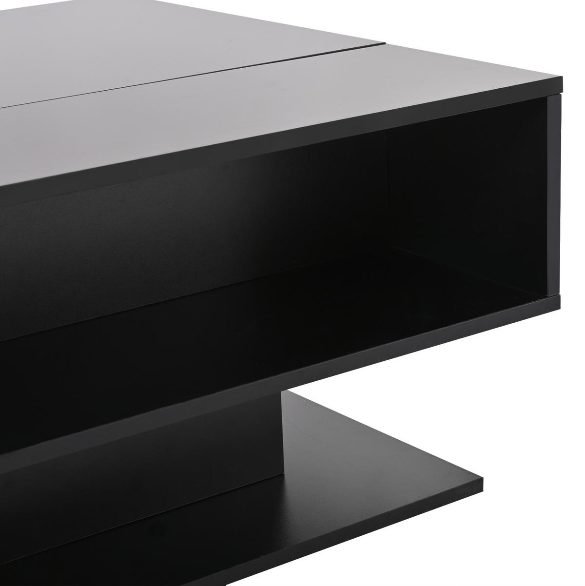 COUCHTISCH 80/75/40 cm schwarz aus Spanplatte mit LED und Stauraum - Schwarz, Holzwerkstoff (80/75/40cm) - OKMYHOME