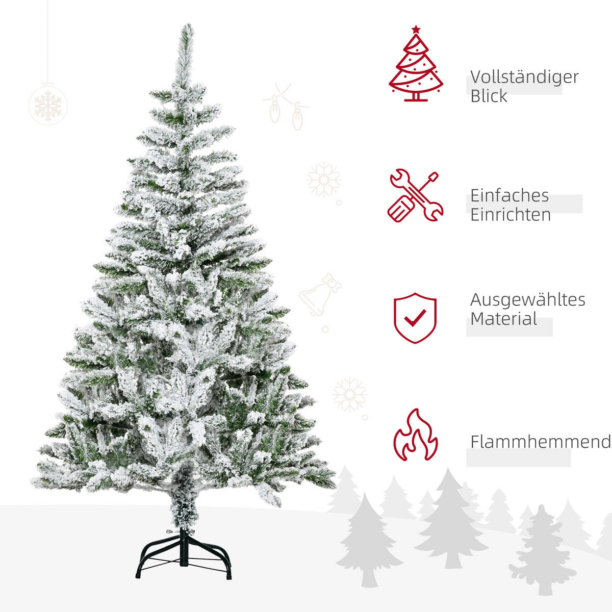 WEIHNACHTSBAUM DE-41521 Schnee-Effekt Grün/Weiß - Weiß/Grün, Kunststoff (150cm) - ComfortXL