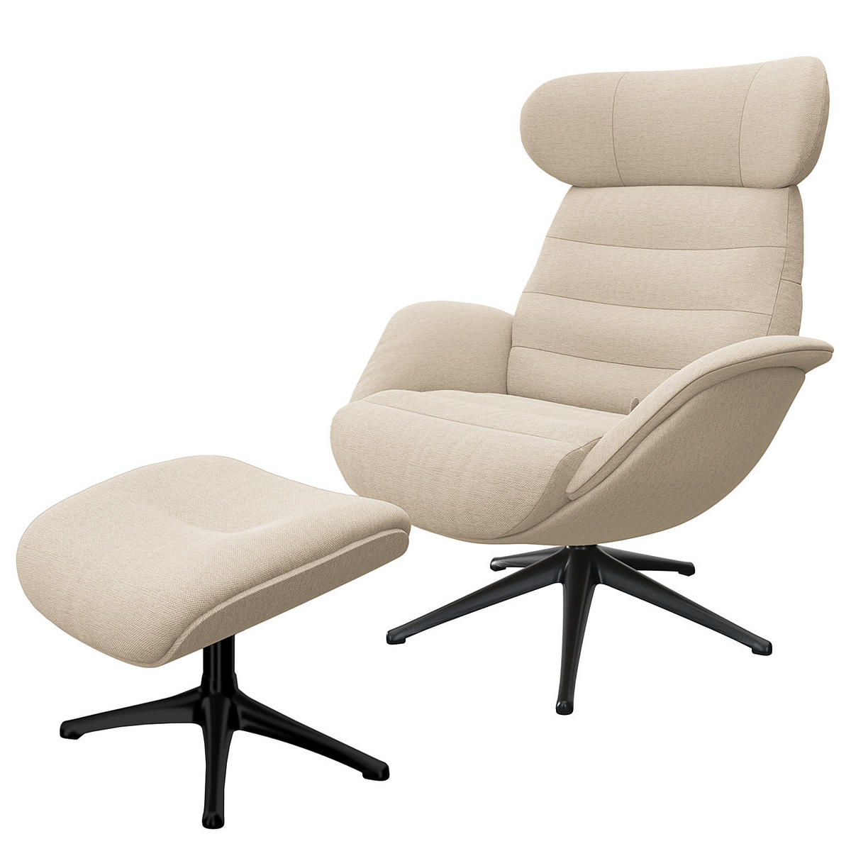 POLSTERHOCKER - Beige/Schwarz, Textil/Metall (44/39/49cm) - home24