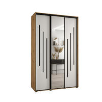 SCHWEBETÜRENSCHRANK 235,2/160/60 3-türig - Schwarz/Weiß, Holz/Metall (160/235/60cm) - Abiks Möbel