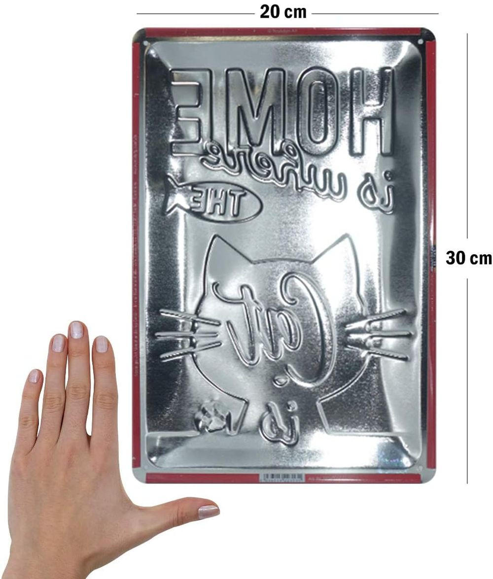 BLECHSCHILD 20/30 cm Pfotenschild Home is where the Cat is - Multicolor, Metall (20/30/0.2cm) - Nostalgic-Art