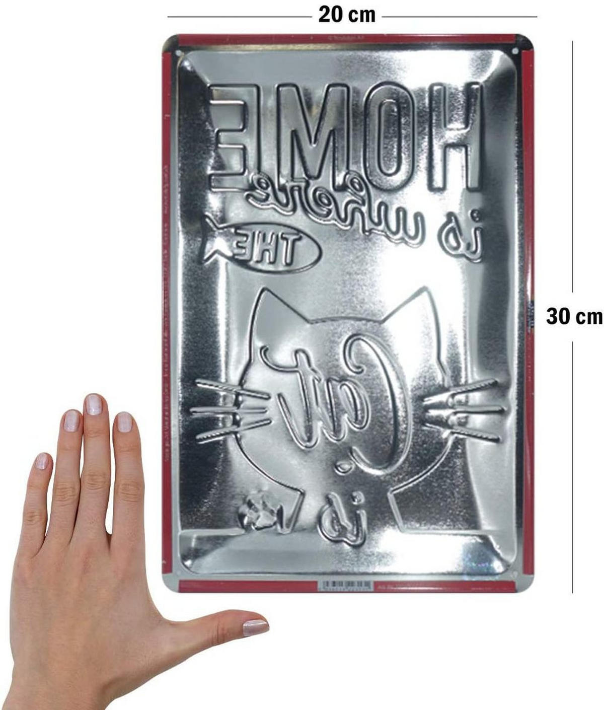 BLECHSCHILD 20/30 cm Pfotenschild Home is where the Cat is - Multicolor, Metall (20/30/0.2cm) - Nostalgic-Art