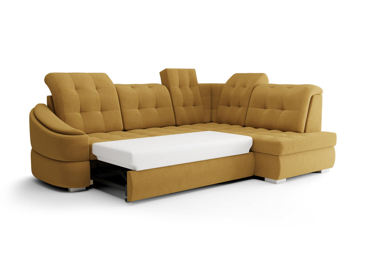 ECKSOFA KONGO RBN09, Eckcouch in L-Form mit Schlaffunktion, Farbe: Rosa, Velourstoff, Ottomane Rechts - Rosa, Textil (260/180cm) - O-Sofa