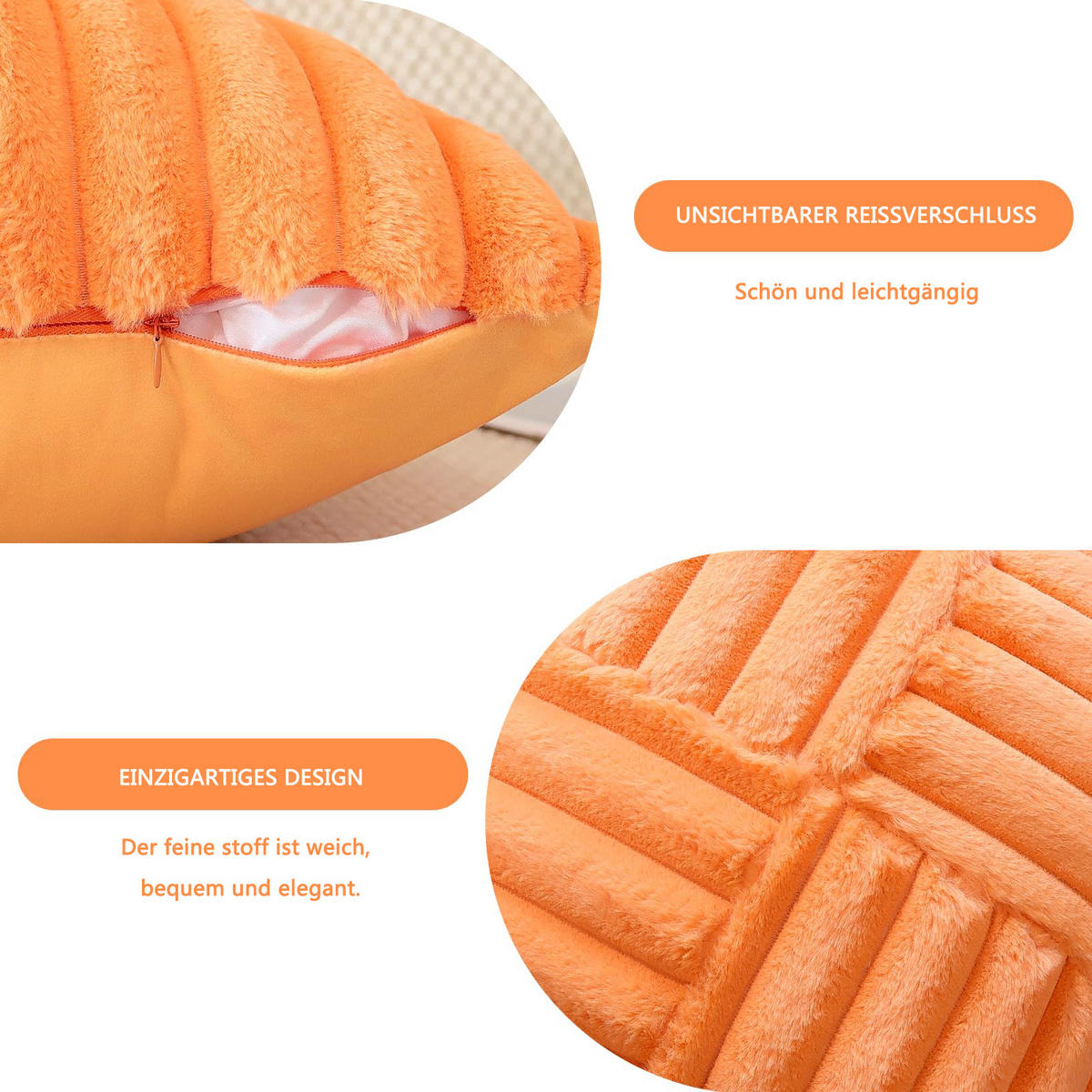 KISSENHÜLLE UNI Plüsch & Samt 45/45 cm - Orange, Textil (45/45cm) - Kaket