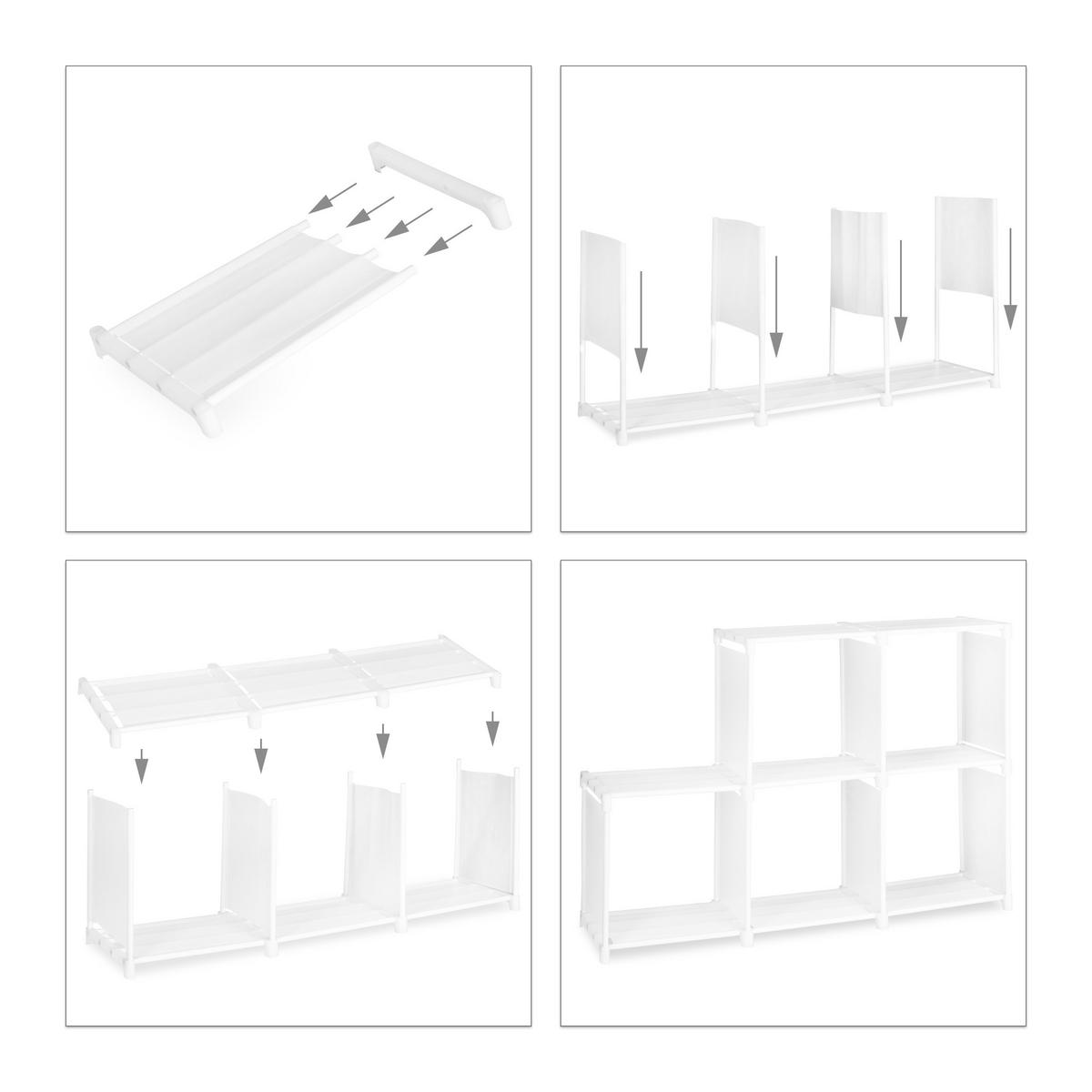 STUFENREGAL - Weiß, Textil (106/109/30cm) - Relaxdays