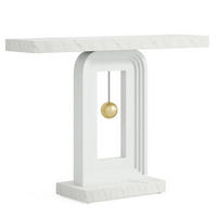 KONSOLENTISCH Marmoroptik Weiß 100/30/ 82 cm - Weiß Hochglanz, Holzwerkstoff/Metall (30/100/82cm) - Quality Elegance