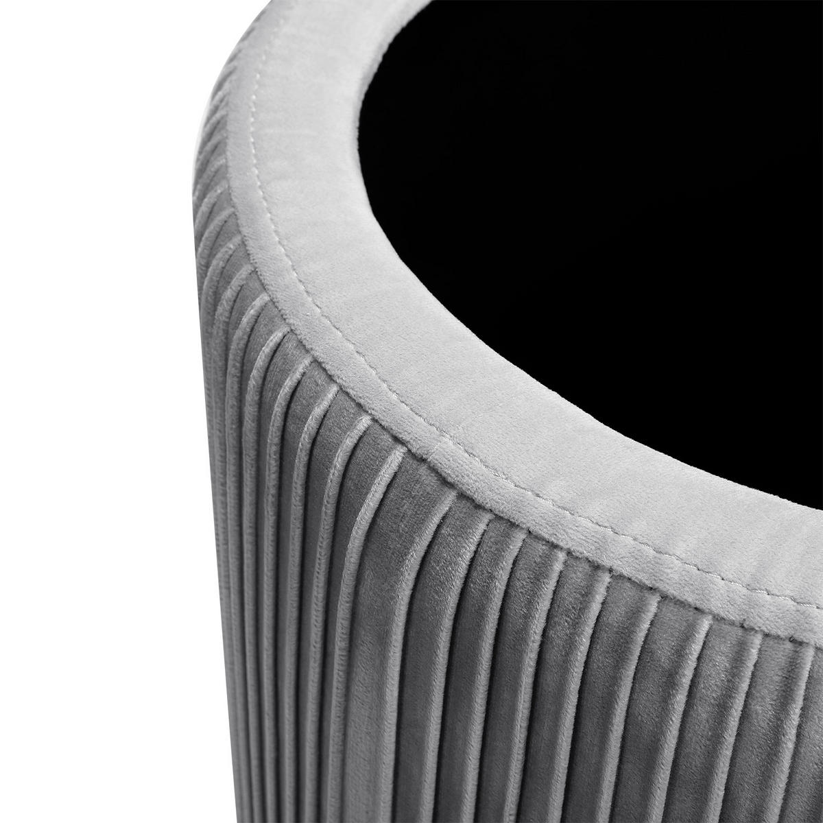 POLSTERHOCKER 38/38/38 cm Zylinder Stauraum Zierfalten Flanell Grau - Grau, Holzwerkstoff/Textil (38/38/38cm) - Livingandhome