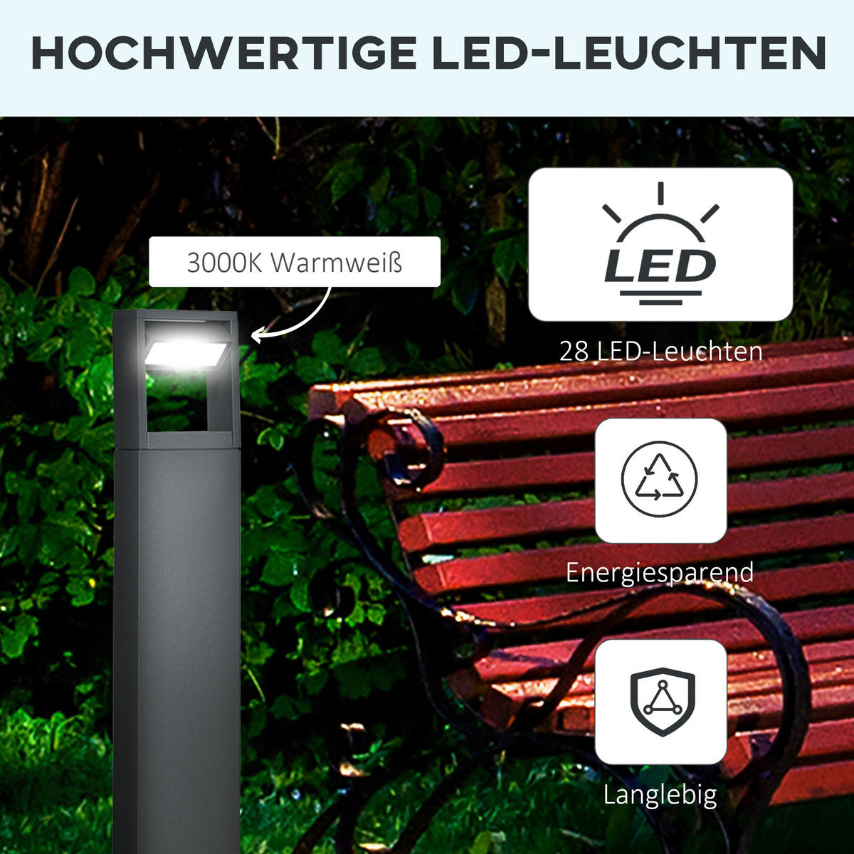 GARTENLAMPE, Aluminium, Dunkelgrau - Dunkelgrau, Metall (16/5/90cm) - Outsunny