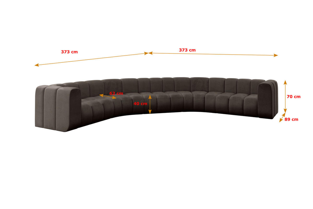 WOHNLANDSCHAFT modulares Sofa Lazro-U1 - 373x373x70 cm Braun - Braun, Holzwerkstoff/Textil (373/70/373cm) - ALTDECOR