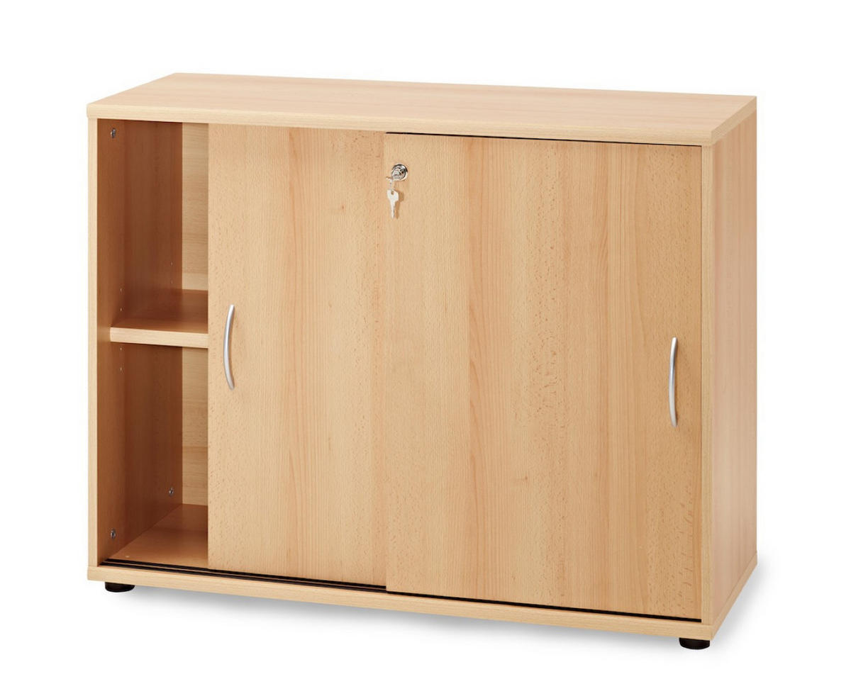 SCHIEBETÜRENSCHRANK Lion Small 76x100x40 cm 2 Fächern Buche - Buchefarben, Holz (100/76/40cm) - PROREGAL