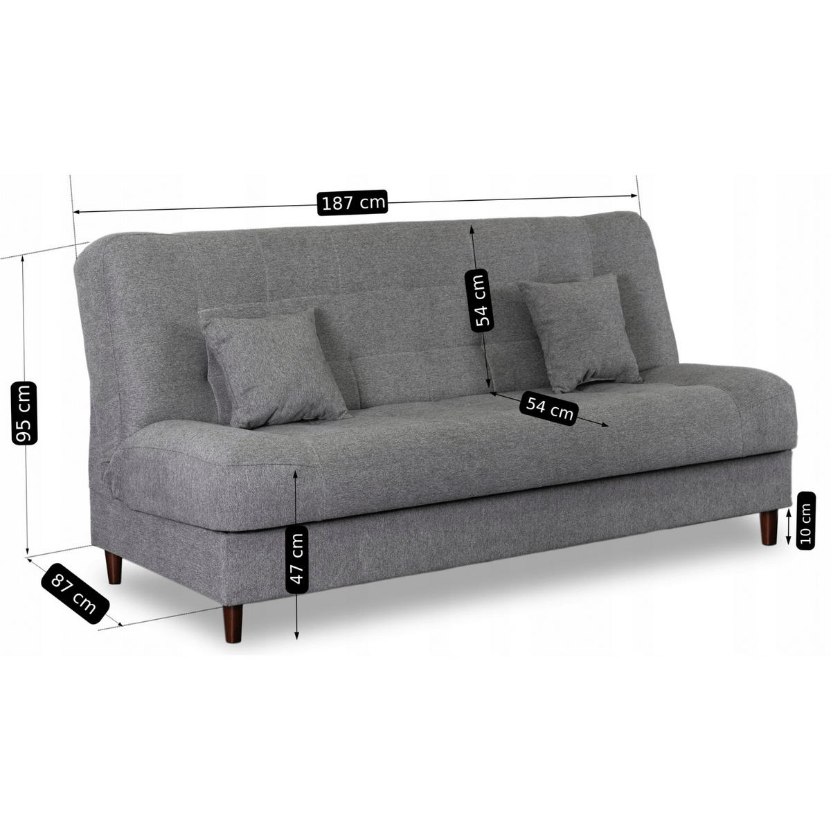 SCHLAFSOFA NEPAL ausziehbar Zweisitzer Grau - Braun/Grau, Holz/Holzwerkstoff (187/95/87cm) - makarowski meble