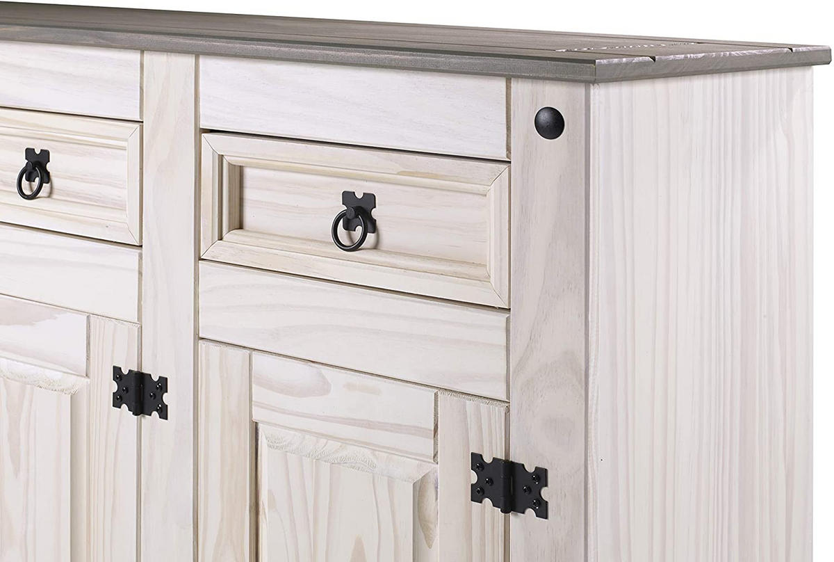 SIDEBOARD MEXIKO - Schwarz/Weiß, Holz/Metall (92/84/43cm) - SAM