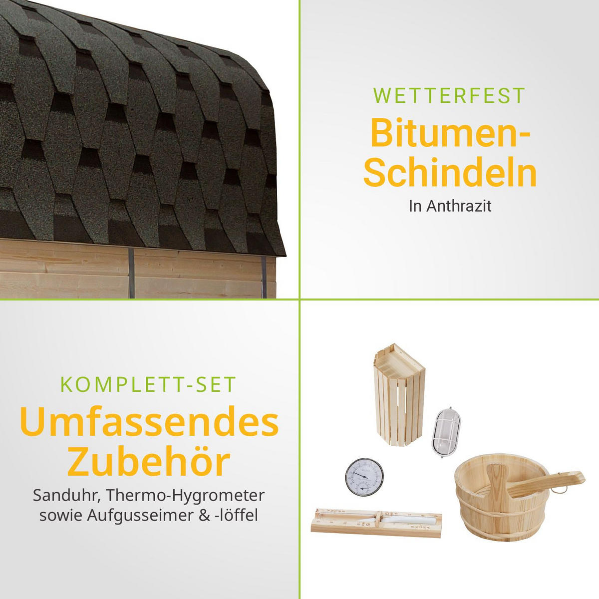 FASSSAUNA Nolvik XL inkl. Zubehör-Set - Naturfarben, Holz (185/194/220cm) - Artsauna