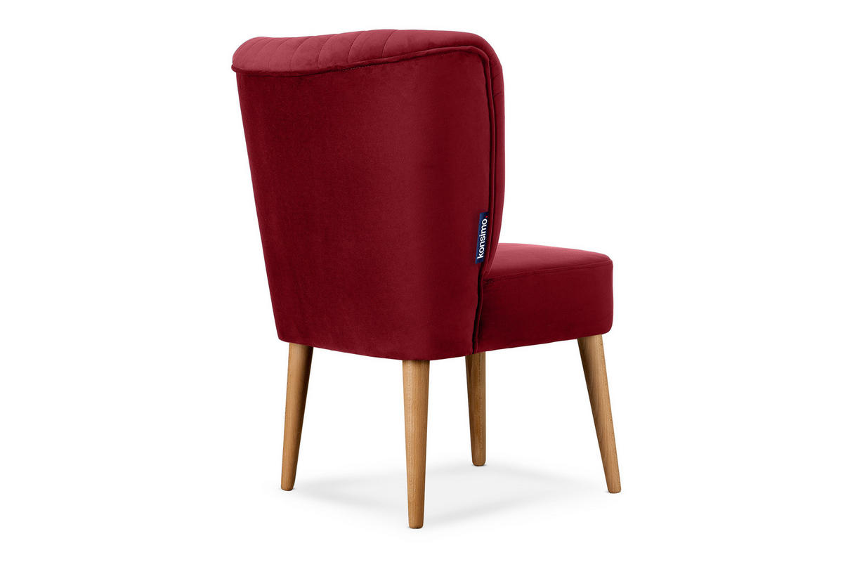 COCKTAILSESSEL DUCO auf hohen Beinen, Rot/Eiche - Eichefarben/Rot, Holz/Textil (63/89/65cm) - KONSIMO®