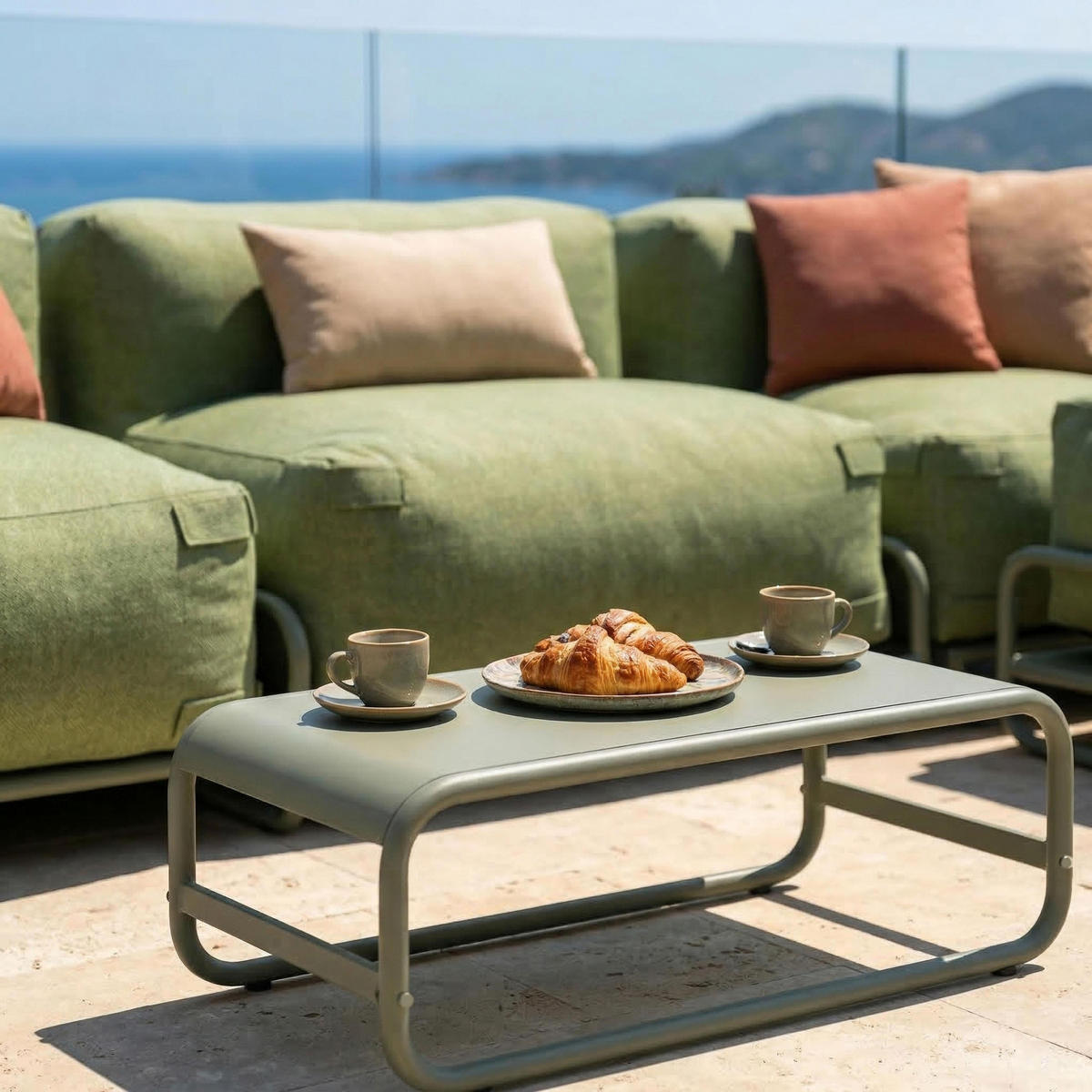 GARTENMÖBEL modularer Mixi 4er-Set, kaktusgrun - Grün, Textil - Oviala