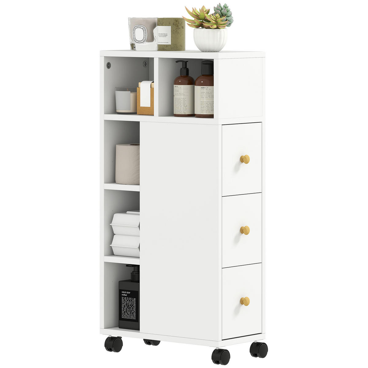 BADEZIMMERSCHRANK Weiß 20/40/80 cm - Weiß, Holzwerkstoff (40/80/20cm) - PANGIVO