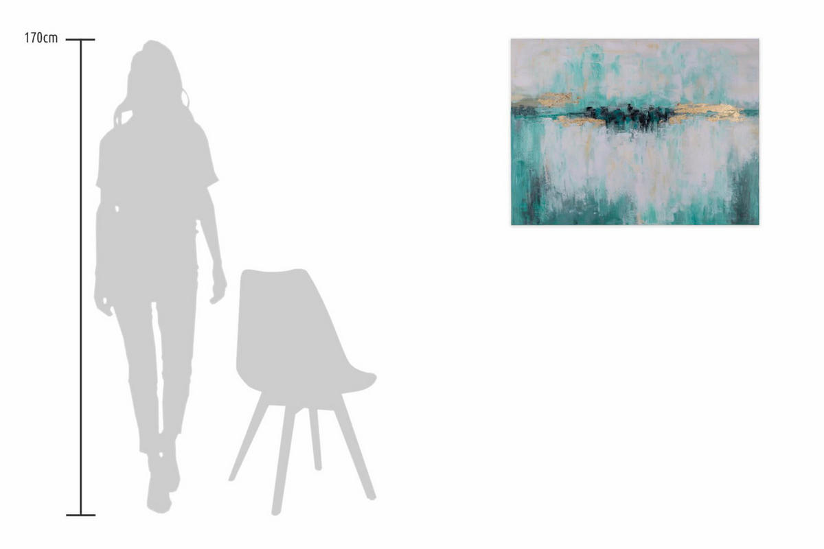 ACRYLBILD HANDGEMALT 100/75 cm - Türkis, Holz/Textil (100/75cm) - KUNSTLOFT