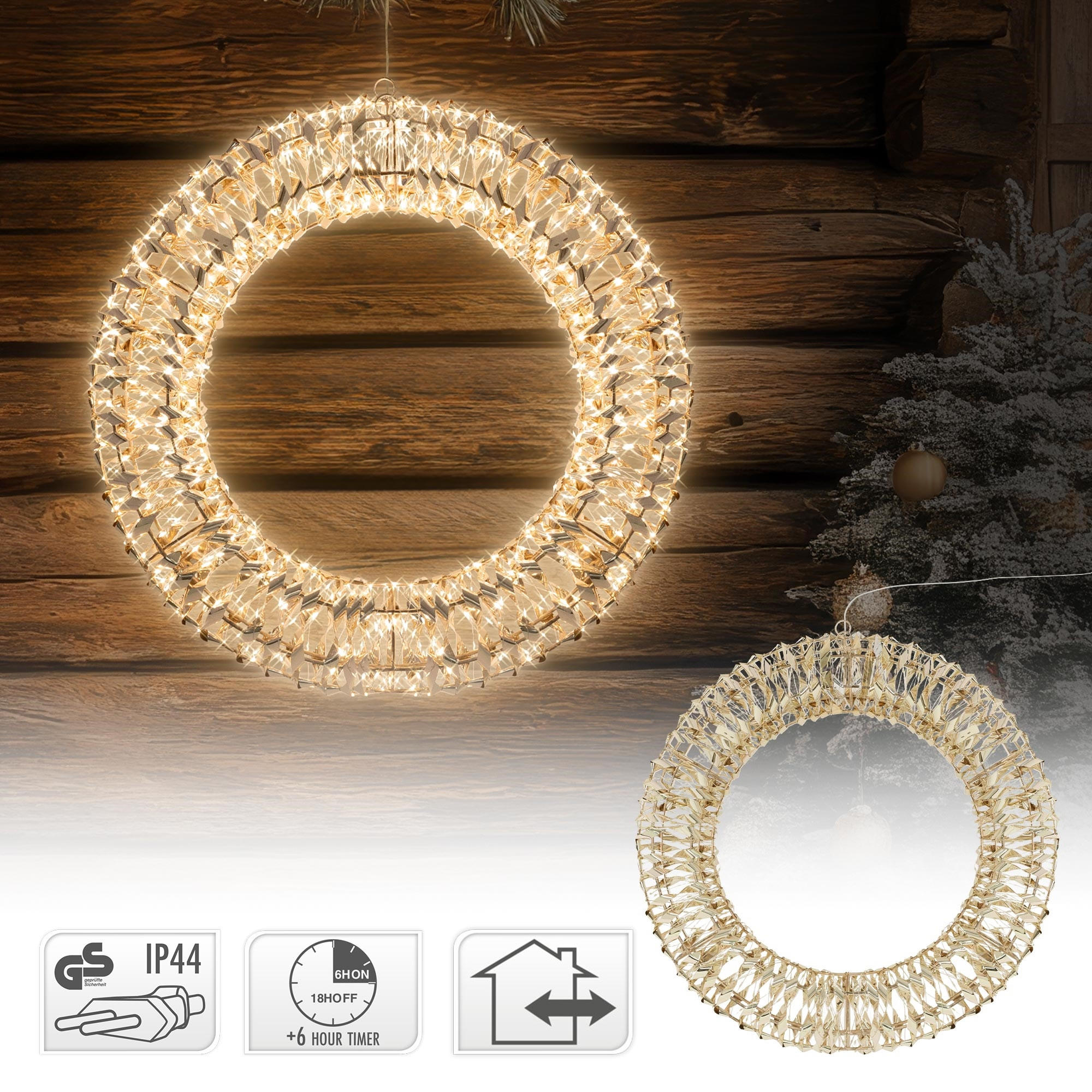 LICHTERKRANZ Außendekoration Ø 50 cm - Goldfarben, Metall (8/50/50cm) - Home Styling Collection